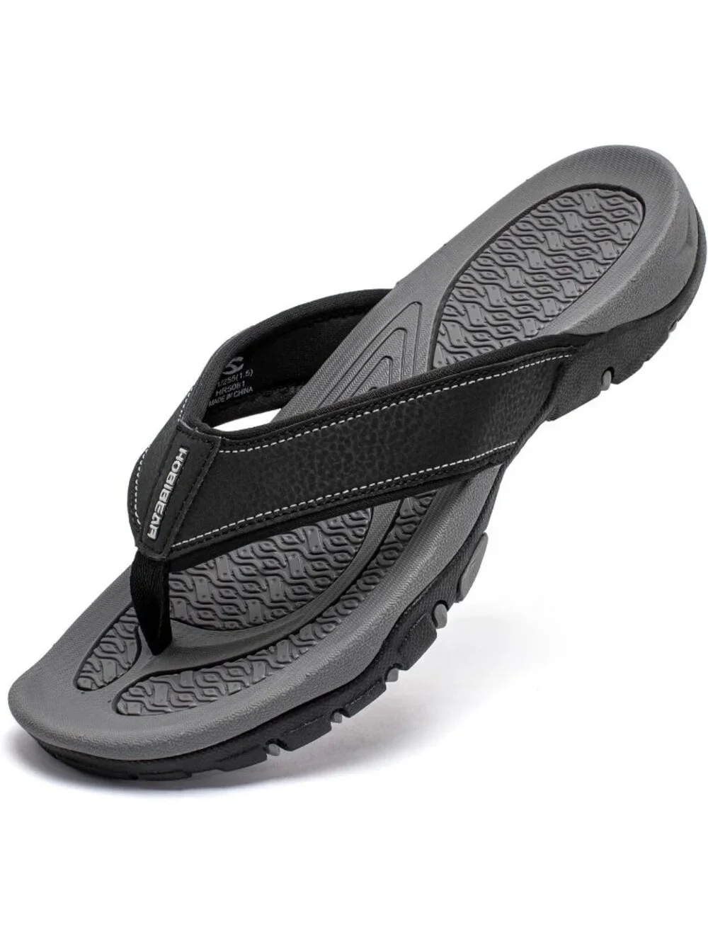 Men's Grey And Black Sport Flip Flops Comfort Outdoor Casual Thong Sandal Shoes